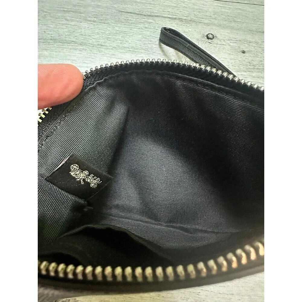 Coach Black Saffiano Leather Zip Wristlet with Gold Logo